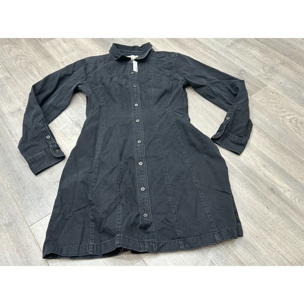 Madewell Womens Washed Black Denim Seamed Button Front Mini Shirt Dress Sz 4 NWT - Picture 2 of 9